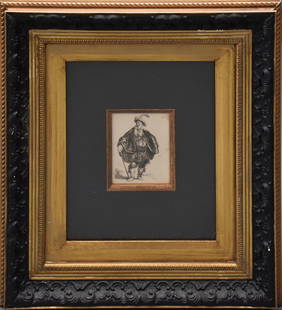 Rembrandt Etching "The Persian"  approx. 4 x 3 inches. 16 x 14 inches: Rembrandt Etching "The Persian" approx. 4 x 3 inches. 16 x 14 inches