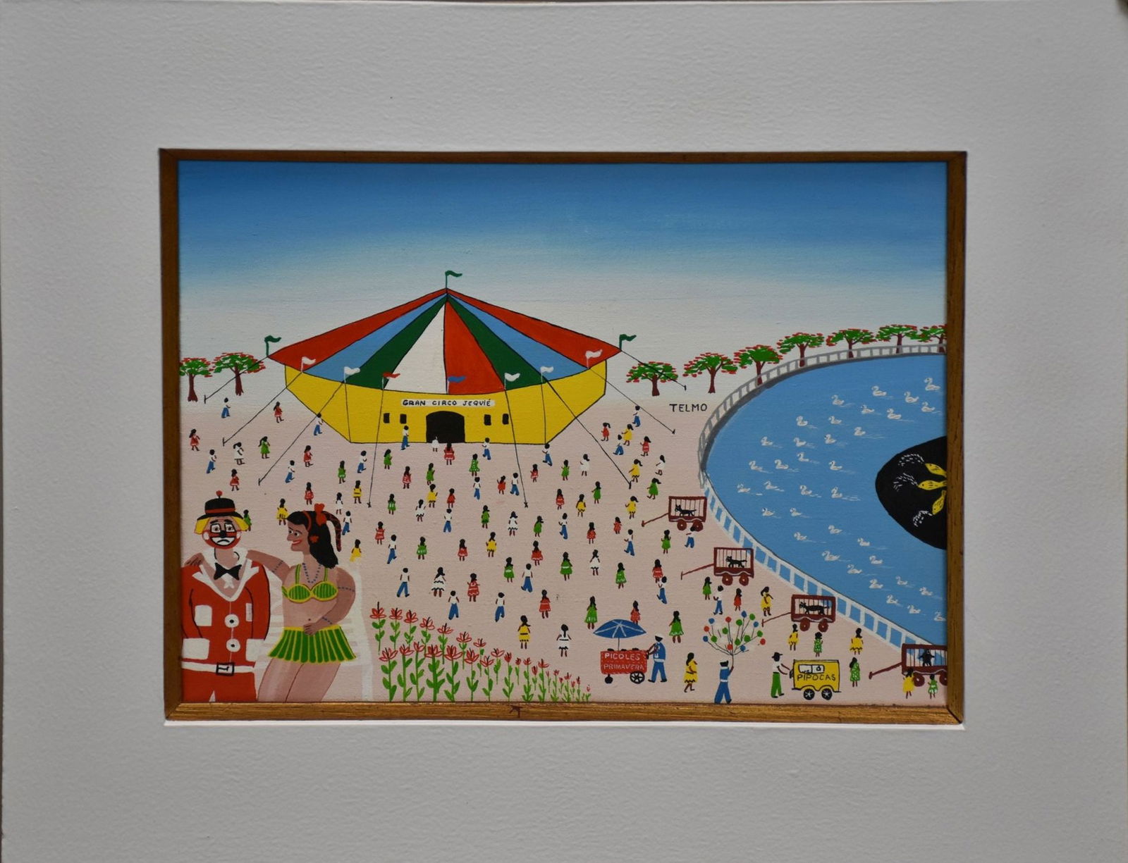 Genaro de Carvalho (Brazilian,1926-1971) oil on canvas, Circus Scene, 10-1/2 x 14 inches (1 of 4)