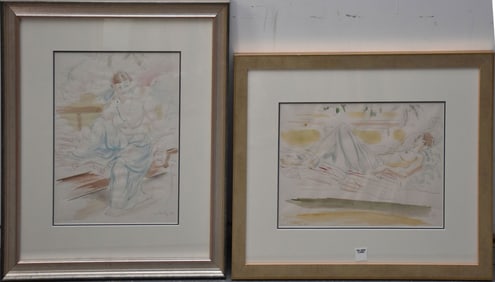 Francis McCarthy (American 1923-2005) two watercolor drawings, Partial nudes, both dated '68, pencil