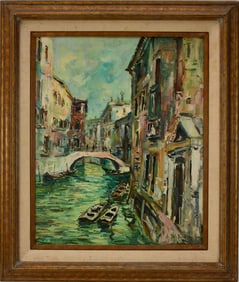 Venice Canal Scene, oil on canvas, S Del Duca signed lower right, 24" x 20" canvas, 31 1/2" x 27