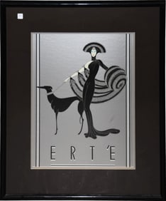 Erte' "Symphony in Black" lithograph plate signed site size 19 x 26