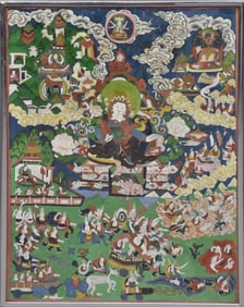 Vintage Tibetan Thangka 33 x 25 inches