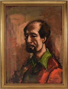 Jan De Ruth (Czech/American 1922-1991) Oil on Canvas, Self Portrait of Jan DeRuth, 21-1/2 x 28-1/2: Jan De Ruth (Czech/American 1922-1991) Oil on Canvas, Self Portrait of Jan DeRuth, 21-1/2 x 28-1/2 inches