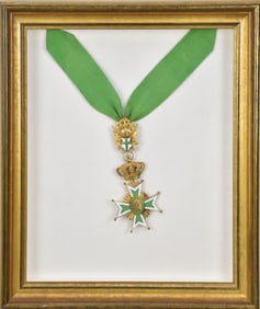 Framed Fraternal Medal Atavis Et Armis Military and Hospitaller Order of Saint Lazarus of Jerusalem