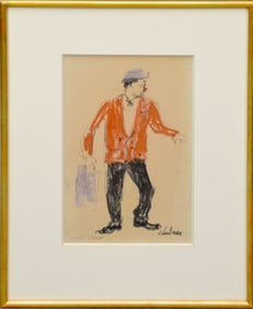 NATHALIE CHABRIER (FRENCH, B. 1932) Crayon Drawing of Clown signed LR, approx. 12 x 7 inches sight