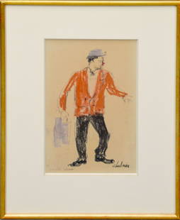 NATHALIE CHABRIER (FRENCH, B. 1932) Crayon Drawing of Clown signed LR, approx. 12 x 7 inches sight: NATHALIE CHABRIER (FRENCH, B. 1932) Crayon Drawing of Clown signed LR, approx. 12 x 7 inches sight size 19 x 14 inches