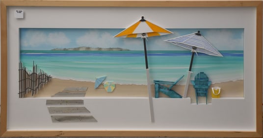 Darryl Norem "Open Pair" 16" x 32" from chair series, acrylic & sculpture original invoice to