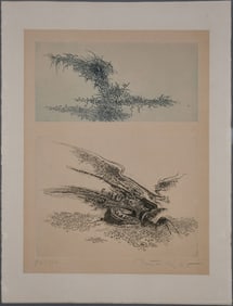 Gabor Peterdi (Hungarian/American, 1915-2001), "Elegy", Etching in Colors on Arches Wove Paper,