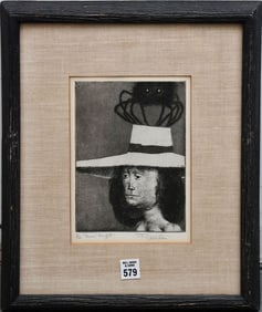 Federico Castellon (American, 1914-1971) Etching Ms. Muffet, ed. 2/100. overall framed size is 16 x