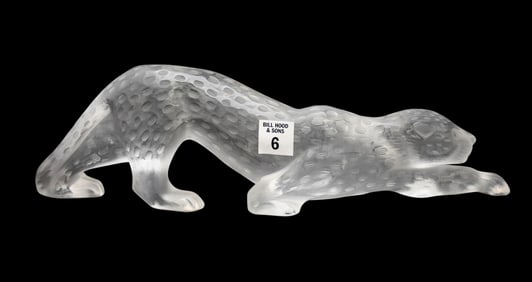 Lalique France Crystal Zelia Panther, 4 1/2" x 15"L