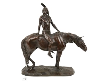 Charles Henry Humphriss (1867-1934) "The Warrior" Bronze - American. 1904. Patinated bronze