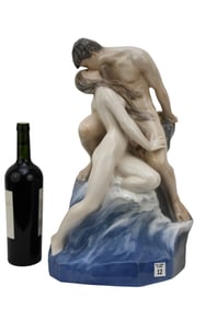Royal Copenhagen Porcelain Figural Grouping, "The Wave and The Rock", 18 1/2"h x 11"w