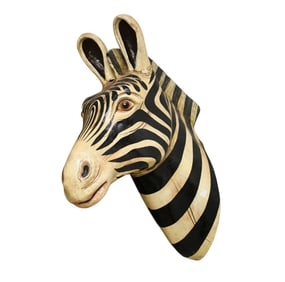 Paper Mache Zebra Head, Probably Sergio Bustamante (no apparent signature) 33"h x 27"w x 9"d