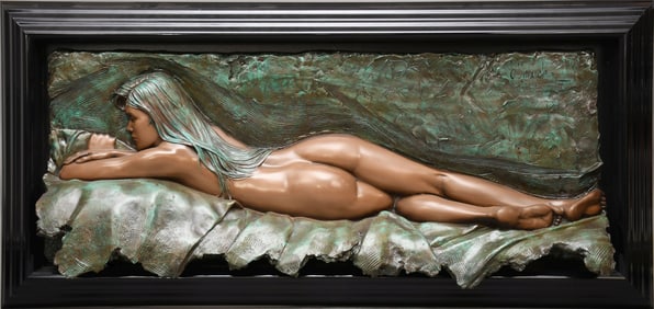 Bill Mack (b.1944) Large Bonded Bronze Relief Sculpture "Contemplation" Signed & Numbered, 36"h x