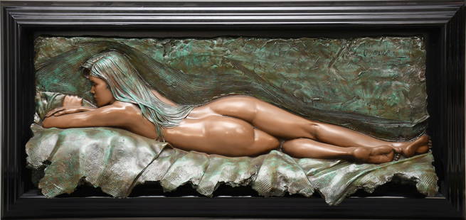 Bill Mack (b.1944) Large Bonded Bronze Relief Sculpture "Contemplation" Signed & Numbered, 36"h x: Bill Mack (b.1944) Large Bonded Bronze Relief Sculpture "Contemplation" Signed & Numbered, 36"h x 75.5"w x 7.5"d