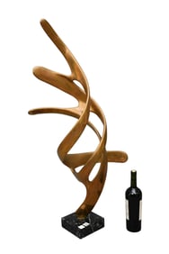 Bill Keating (American b. 1932) Bronze Abstract Freeform Sculpture on Marble Base, 1991, 39"h x 15"w