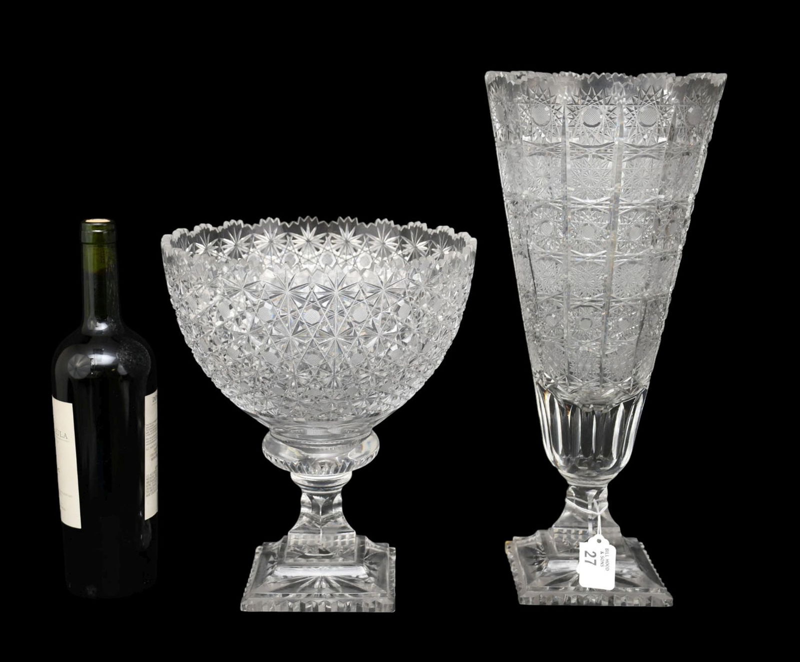 2 Cut Glass Tableware's, Large Pedestal Bowl (11"h x 9 1/2"w) AND Tapering Vase (16 1/2"h x 7"w)1 (1 of 8)