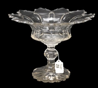 Antique Irish Glass Compote, 8"h x 11"w (nicks)
