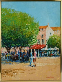 Kerry Hallam (b.1937) Original Oil Painting, oil on canvas Market scene, 20 x 16 inches.