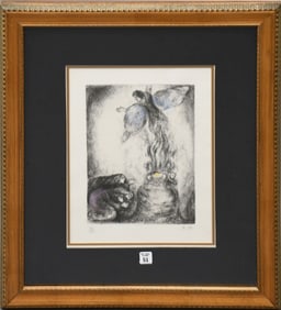MARK CHAGALL ETCHING- Sacrifice of Manoah 1956.  pencil signed M Ch.