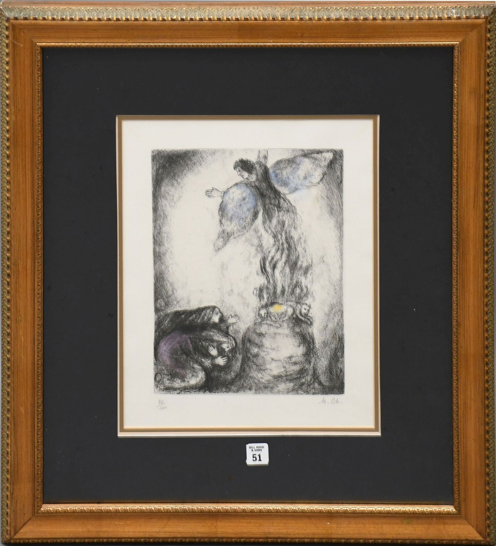 MARK CHAGALL ETCHING- Sacrifice of Manoah 1956.  pencil signed M Ch. (1 of 10)
