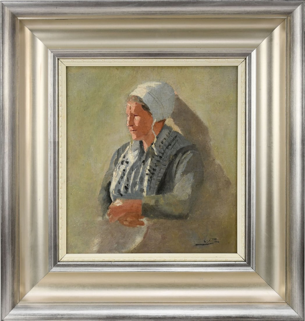 Claude Firmin (French, 1864-1944) oil on canvas, Femme Arlesienne, signed lower right. Pntg. 12 x: Claude Firmin (French, 1864-1944) oil on canvas, Femme Arlesienne, signed lower right. Pntg. 12 x 11 inches, overall frame size 17 1/2 x 17 inches