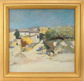 Claude Firmin (French, 1864-1944)  oil on canvas, Villa in the mountains, Montgagne, 18 x 18 1/2“