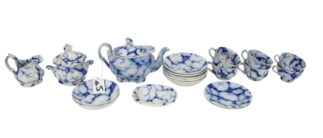 19th c. English Marble Pattern Child's Tea Set