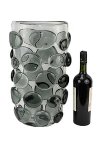 Murano Art Glass Oversized Vase, Label Reads Vetro Artisico, Illegibly Signed, 17"h x 11"w