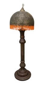 Middle Eastern Metal Floor Lamp, Reticulated Metal Shade, 70"h x 26"w