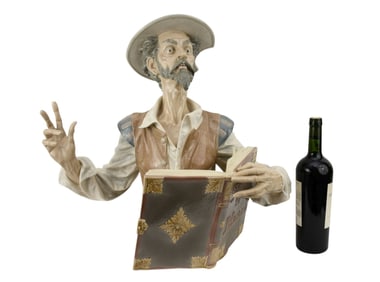 Large LLadro Porcelain Sculpture "Listen to Don Quixote" 21"h x 21"w x 13"d