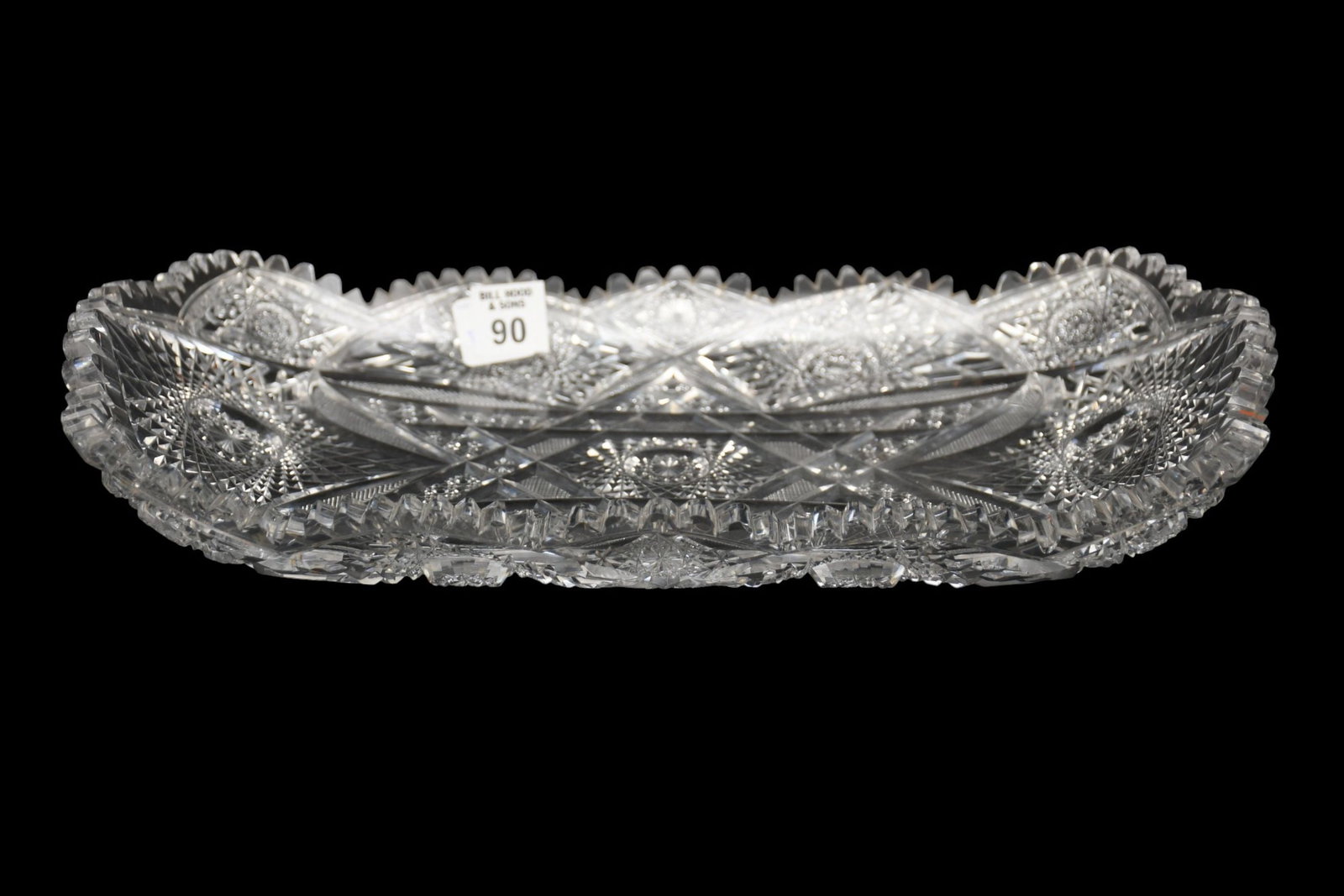 Antique Hawkes Cut Glass Ice Cream Tray, 1 1/2"h x 14"w x 8"d: Antique Hawkes Cut Glass Ice Cream Tray, 1 1/2"h x 14"w x 8"d
