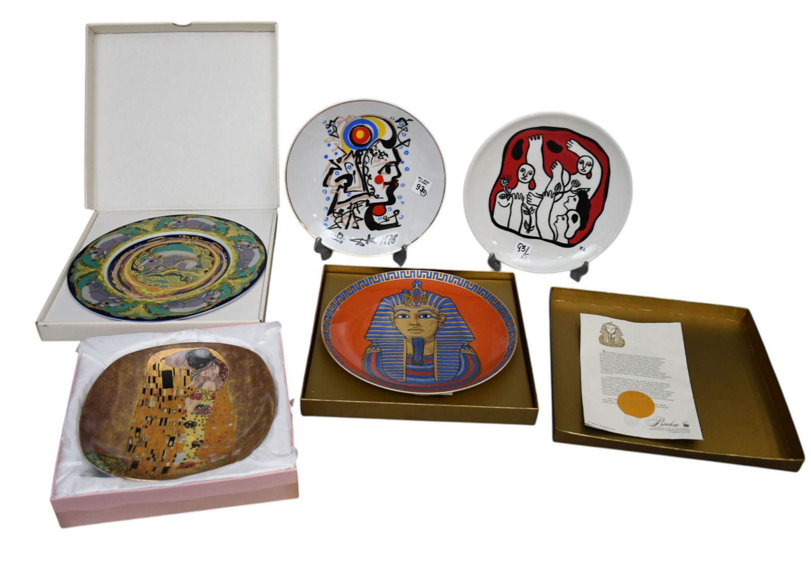 5 Porcelain Plates, Assorted Decorative Designs, Some Original Boxes, 12"square largest box (1 of 18)
