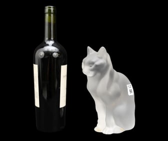Lalique Crystal Seated Cat, "Chat Assis", France, 8 1/2"h x 5"w