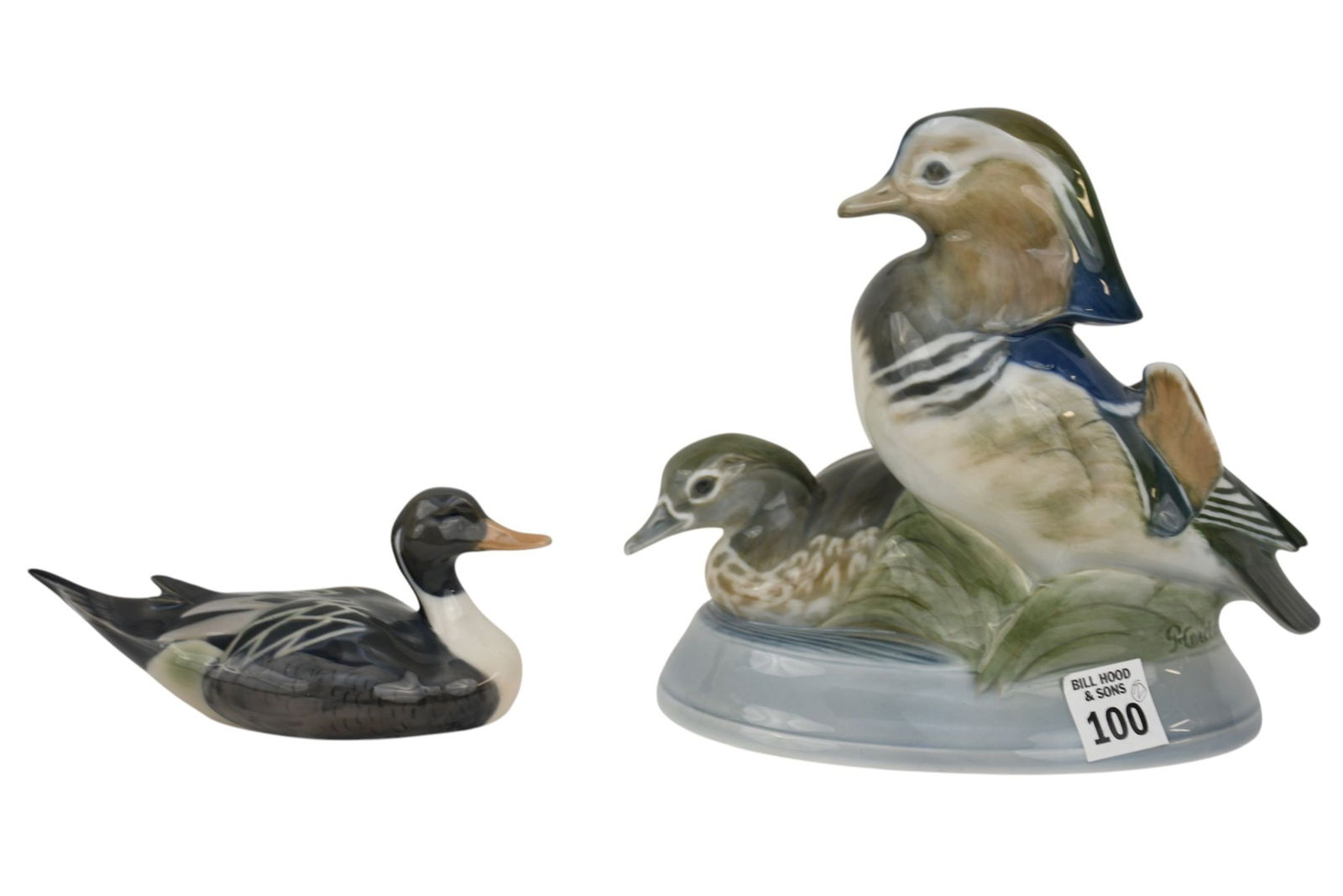 2 Pieces Royal Copenhagen Porcelain, Bird Grouping (7 1/2"h x 9"w) And Duck (1 of 7)