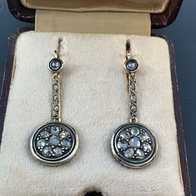 Russian gold & rose cut diamond Earrings.