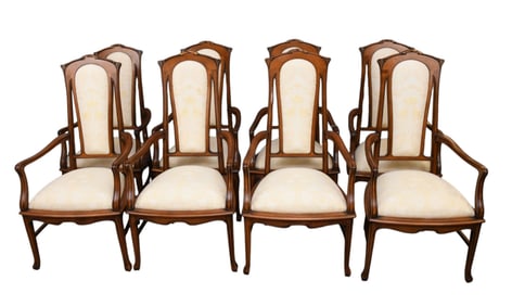 8 Art Nouveau Style 20th c. Armchairs with Floral Upholstery (fine