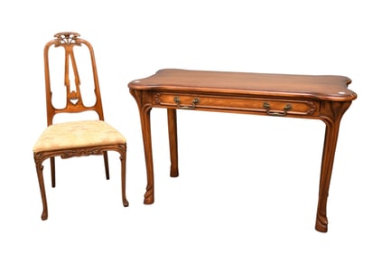 Writing Desk with Single Drawer Art Nouveau Style with Matching