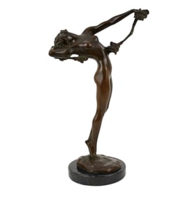 Harriet Whitney Frishmuth (1880-1980) "The Vine" Bronze Sculpture - c. 1921. An American patinated