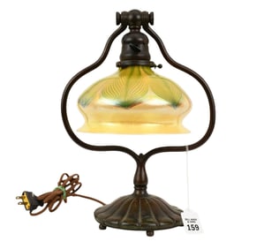 Tiffany Studios Bronze Favrille Desk Lamp, C. 1910 - Tiffany Studios. Bronze base #419. With