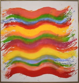 Pat Lipsky (American, b. 1941) Large colorful acrylic on canvas- Summer 1969.  signed Twice, dated,