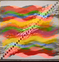 Pat Lipsky (American, b. 1941) Large colorful acrylic on canvas- Summer 1969.  signed Twice, dated,