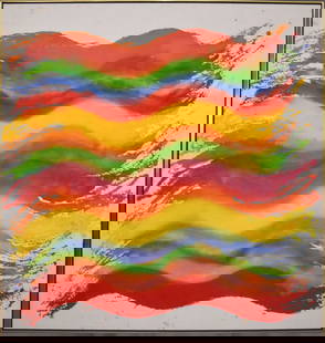 Pat Lipsky (American, b. 1941) Large colorful acrylic on canvas- Summer 1969. signed Twice, dated,: Pat Lipsky (American, b. 1941) Large colorful acrylic on canvas- Summer 1969. signed Twice, dated, and titled on reverse. 75 x 73 1/2 inches