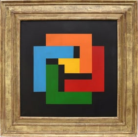 Jules Engle (American. 1909-2003) oil on canvas, Abstract Composition. signed in pencil on reverse.