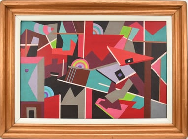 Attributed to:  Peter Busa (American, 1914-1985) Composition, Oil on Canvas, Unsigned. 20 x 30-1/4