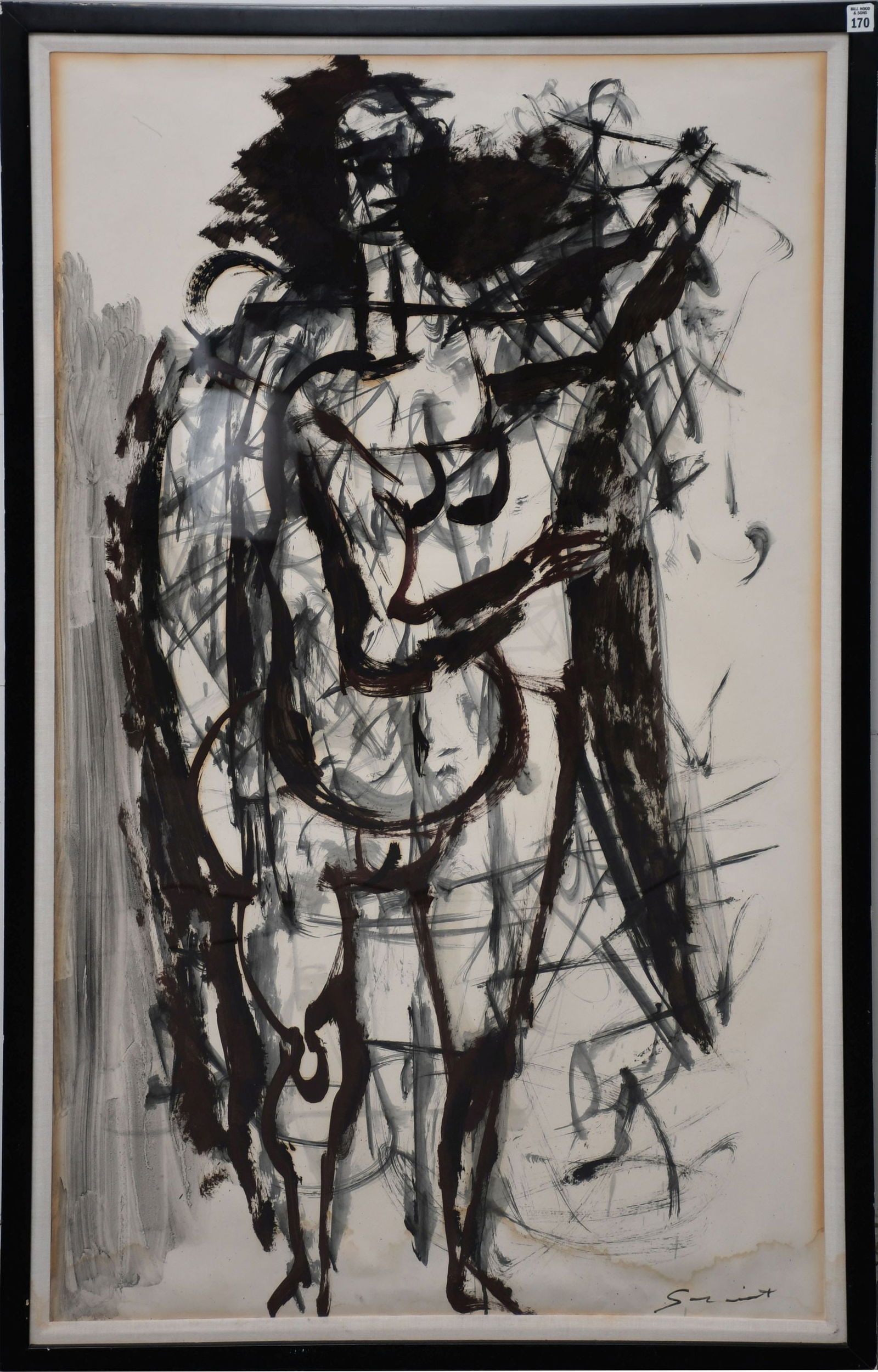 Walter Quirt (American. 1902-1968) Figure Composition. Signed lower right. Ink and Gouache on Paper. (1 of 9)