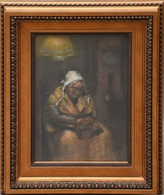 Breuil pastel chalk sign, lower right and dated site size 17 x 11 1/2“ framed under glass lady