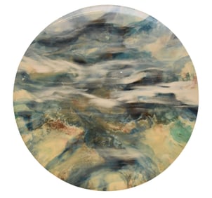 Nicholas Mirandon (American, 1945-2018) Abstract Resin Painting, Abstract motif disc, signed and