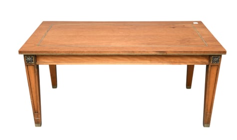 Walnut Coffee Table, Line Inlay Design on Square Tapered Legs, 17"h x 38"w x