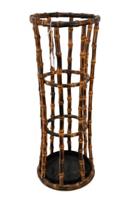 Vintage Bamboo Umbrella Stand, 24"h x 9"dia